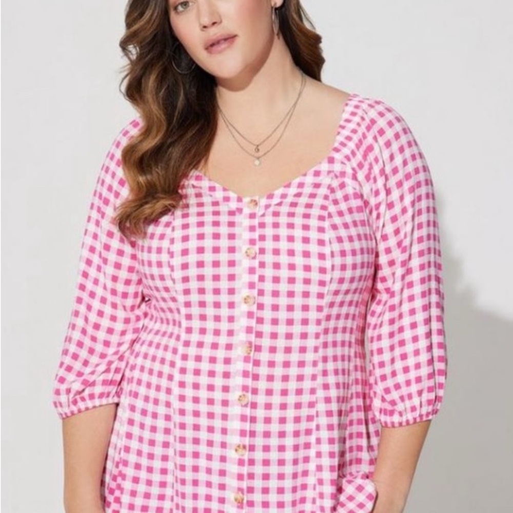 Torrid size 2 Pink Gingham top
